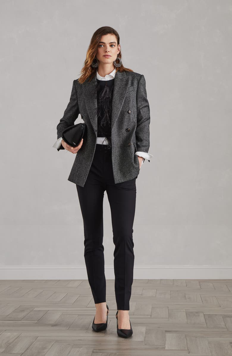 Brunello Cucinelli Tropical luxury wool cigarette trousers with monili, Alternate, color, 