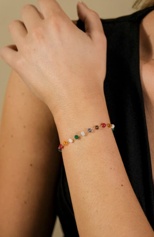 Sterling Forever Aimee Beaded Chain Bracelet In Gold
