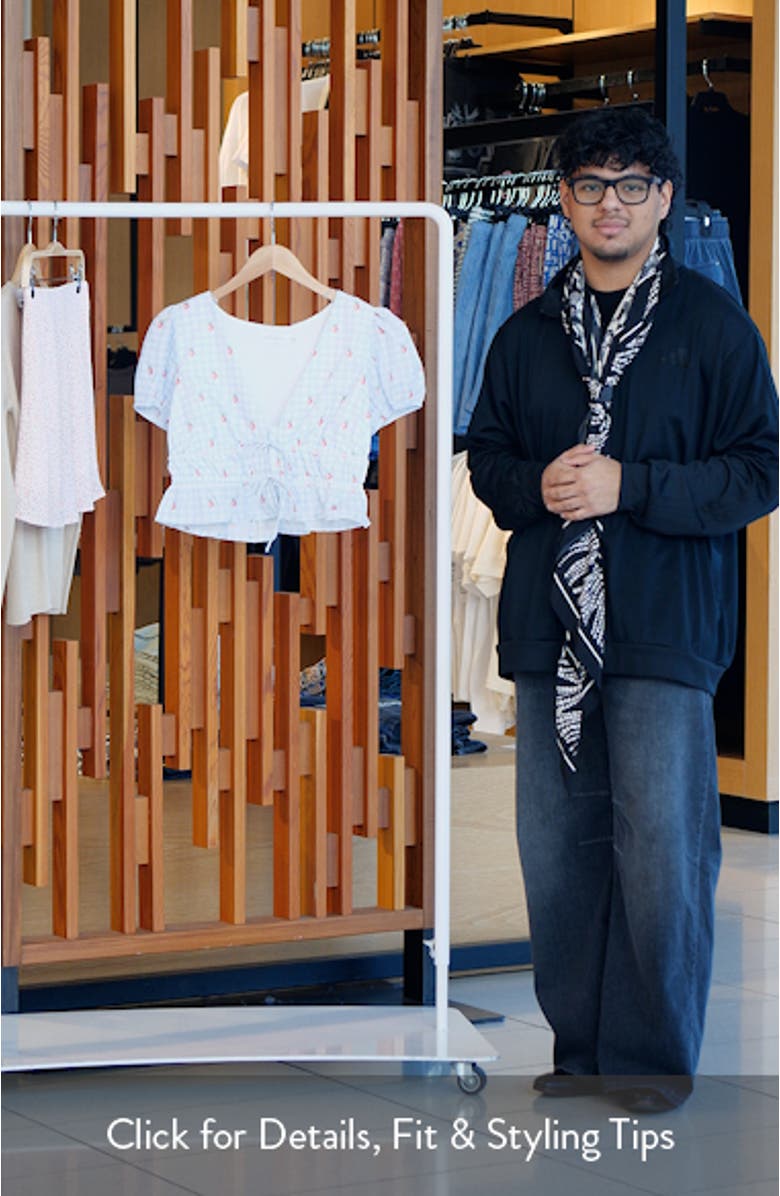 Gingham Strawberry Tie Front Crop Top, sales video thumbnail