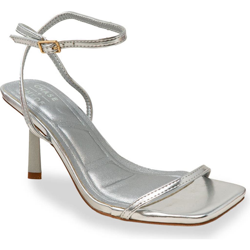 Chase & Chloe Chase And Chloe Richie Ankle Strap Sandal In Silver