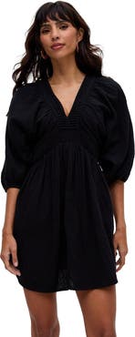 Raffya Soipoi Ruched V-Neck Midi Dress