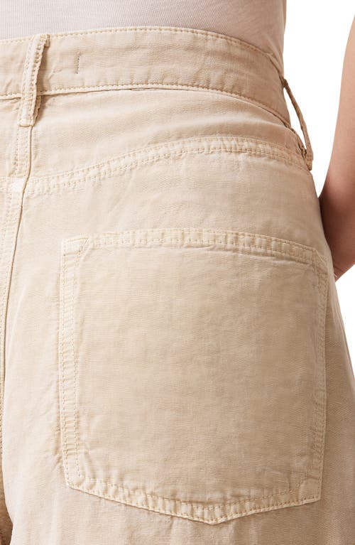 Allsaints Womens Sand Brown Jett Barrel-leg Linen-blend Trousers