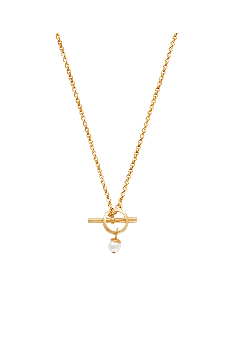 Fable England Pearl Toggle Charm Necklace, Alternate, color, Gold