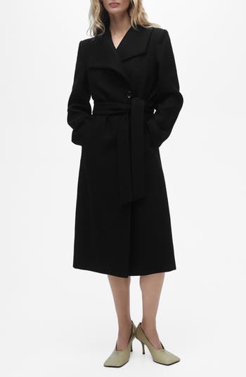 Mango Wool Blend Coat In Black