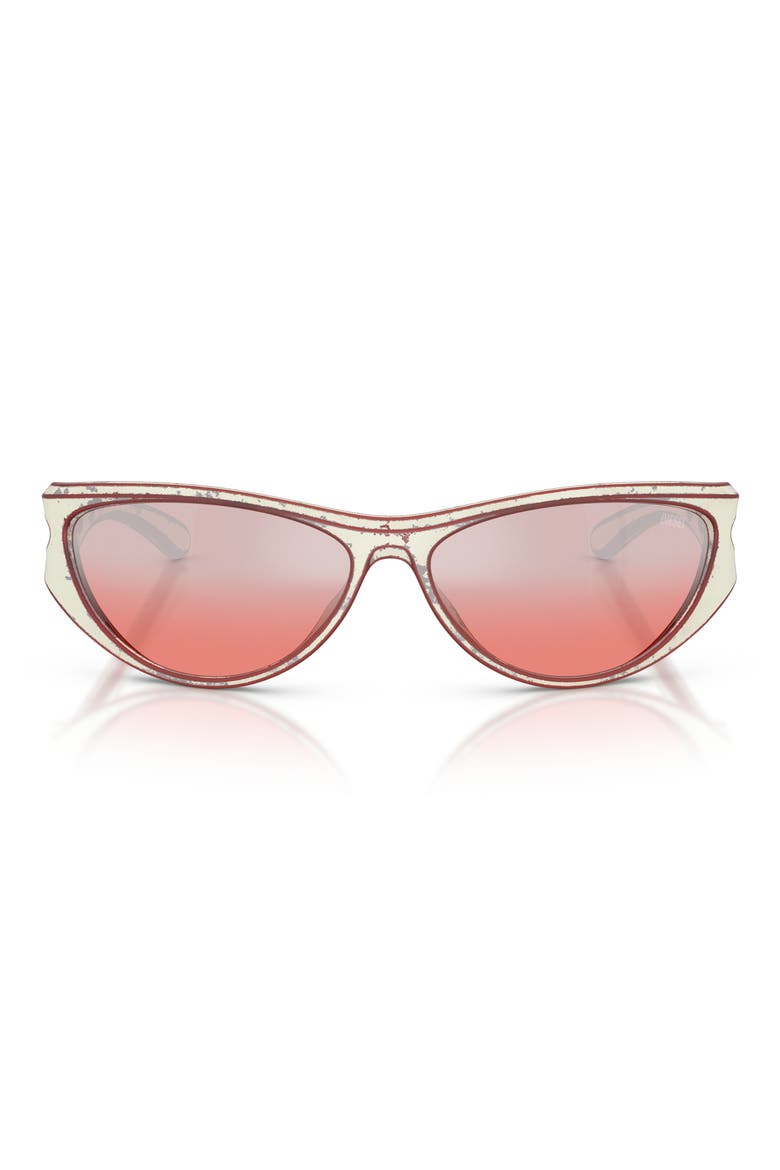 63mm Oversize Cat Eye Sunglasses, Main, color, WHITE BARRELING RED/ RED