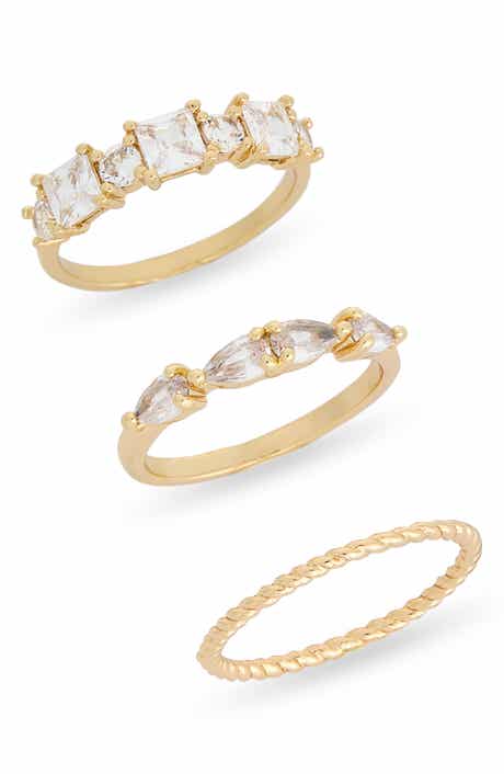 NORDSTROM RACK Set of 3 Cubic Zirconia Stackable Band Rings