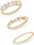 NORDSTROM RACK Set of 3 Cubic Zirconia Stackable Band Rings