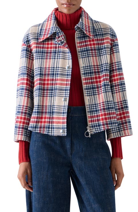 Plaid Tweed Crop Jacket