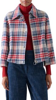 Akris punto Plaid Tweed Crop Jacket