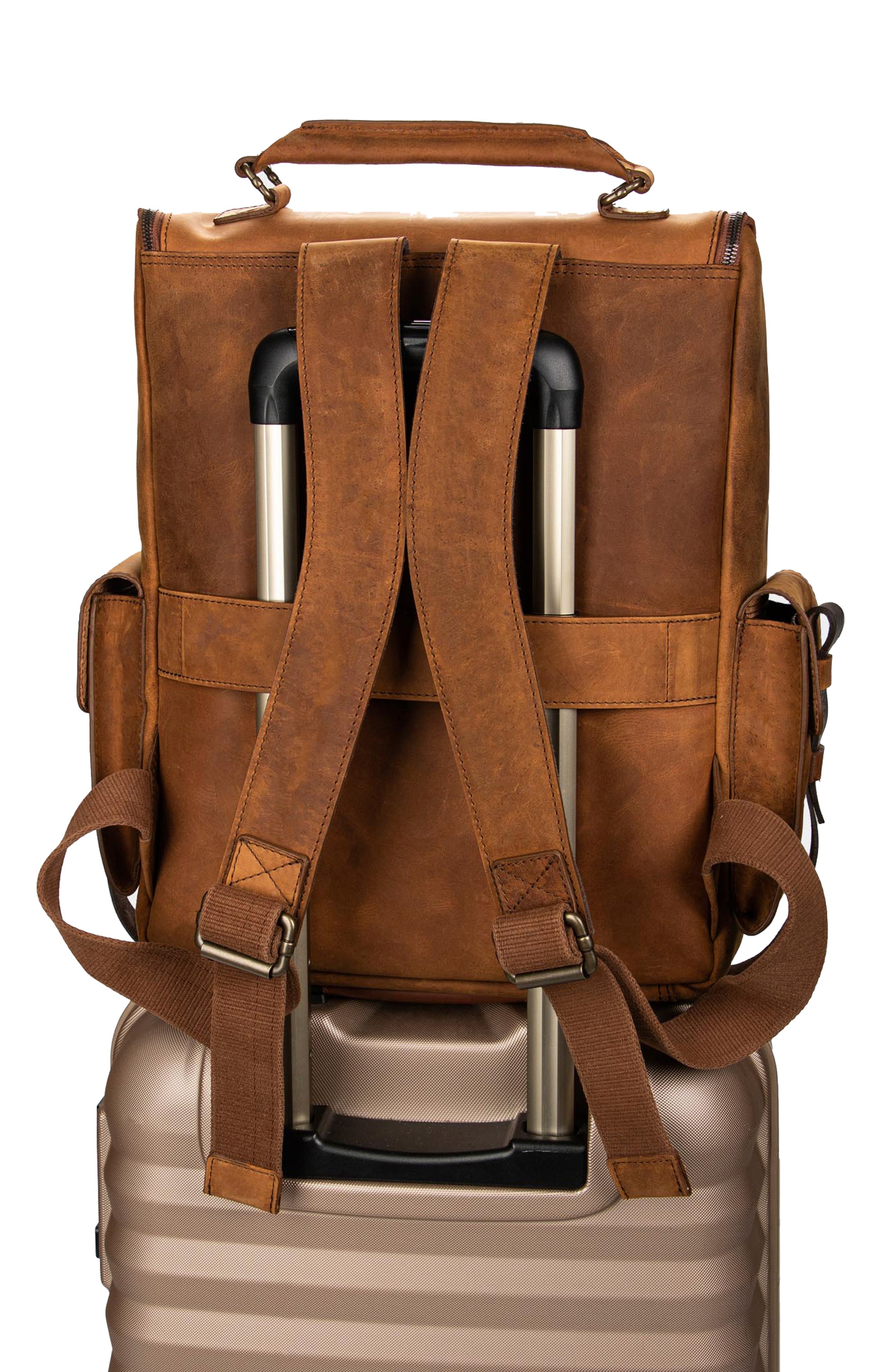 Velez Archaeology Men Backpack in Vintage Leather, Alternate, color, 