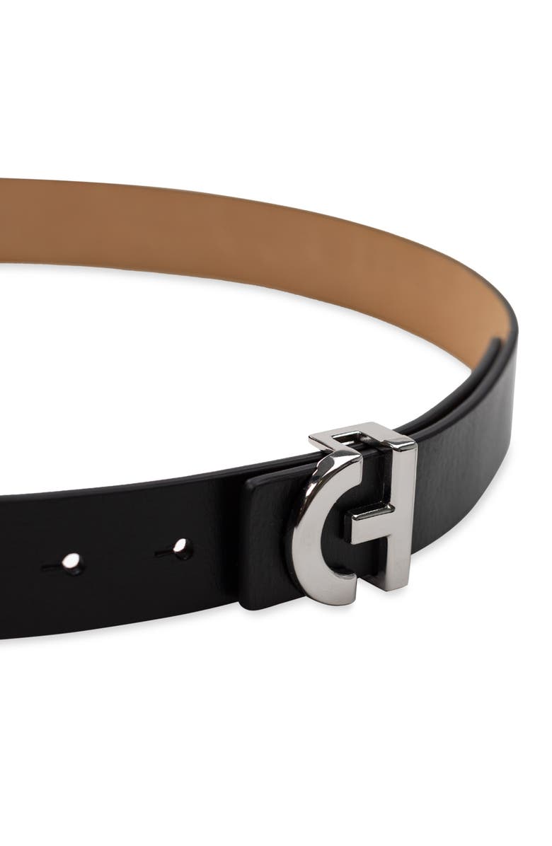 Cole Haan Logo Plaque Leather Belt, Alternate, color, Black