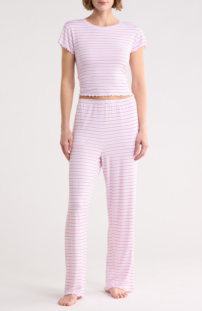 Abound Sweet Dreams Knit Pajamas, Main, color, White- Purple Jess Stripe