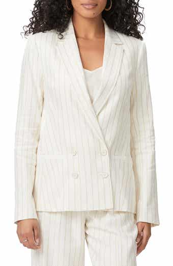 PAIGE Rosette Stripe Double Breasted Linen Blend Blazer