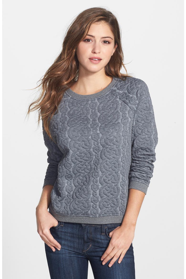 Quilted Sweatshirt, Main, color, HEATHER GREY QUILTED