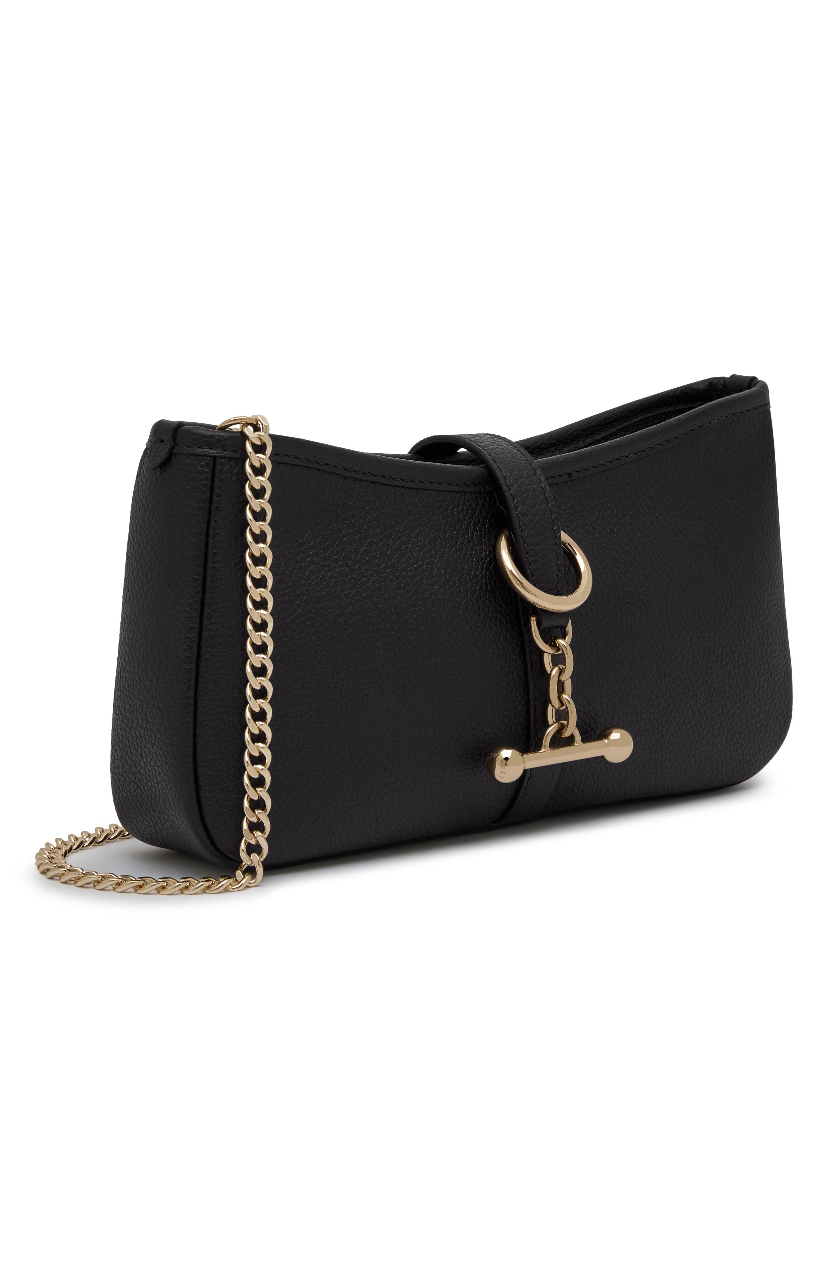 Kite Leather Wallet on a Chain, Alternate, color, BLACK