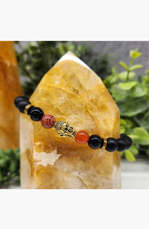 Humanist Beauty Buddha Obsidian Beaded Bracelet