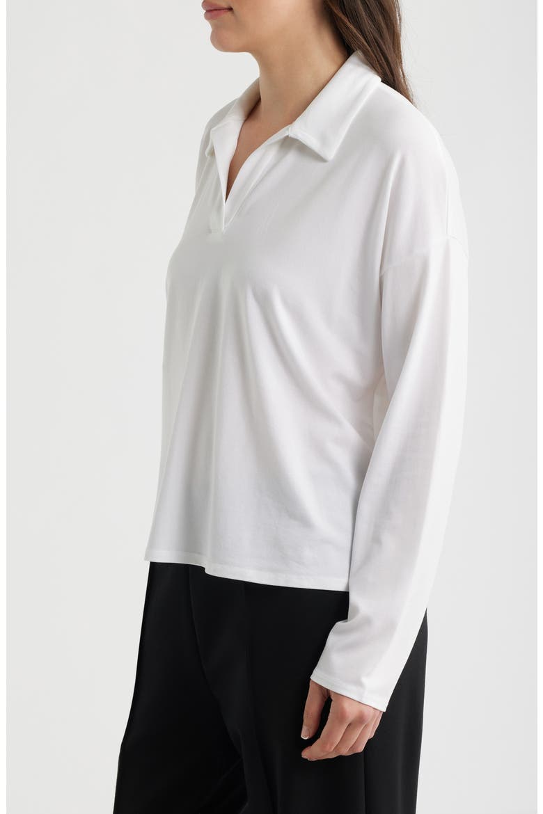 Boxy Henley Jersey Top, Alternate, color, WHITE