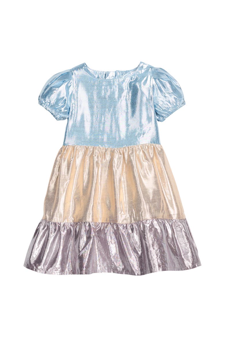 Kids' Tiered Smita Dress, Main, color, Metallic