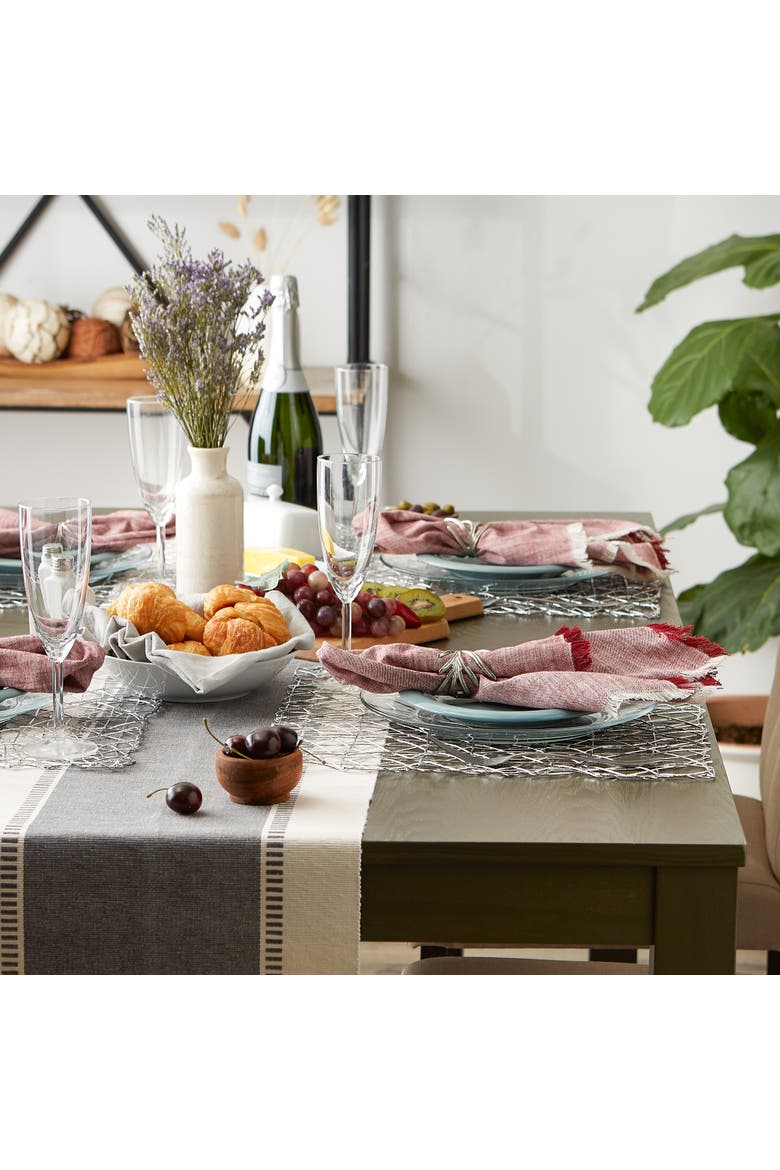 Woven Paper Square Placemat Set/6, 16x16", Alternate, color, Silver