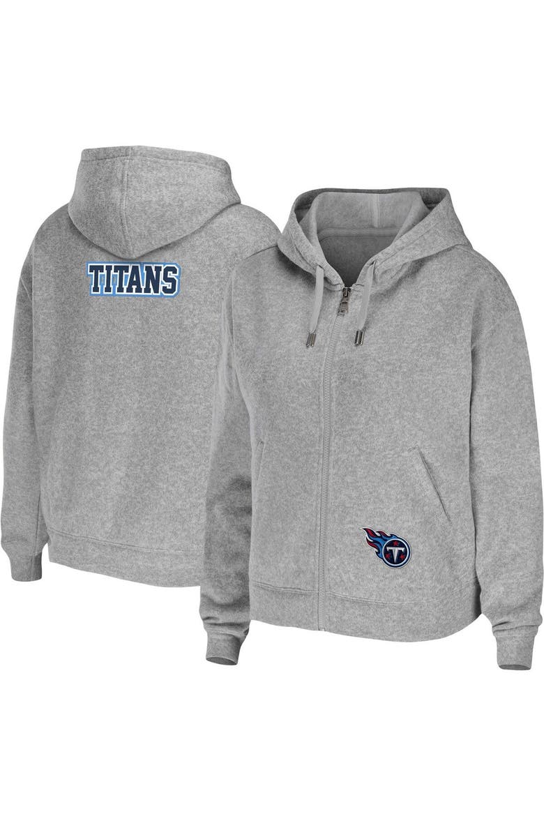 Women's WEAR by Erin Andrews Heathered Gray Tennessee Titans Team Full-Zip Hoodie, Main, color, Navy
