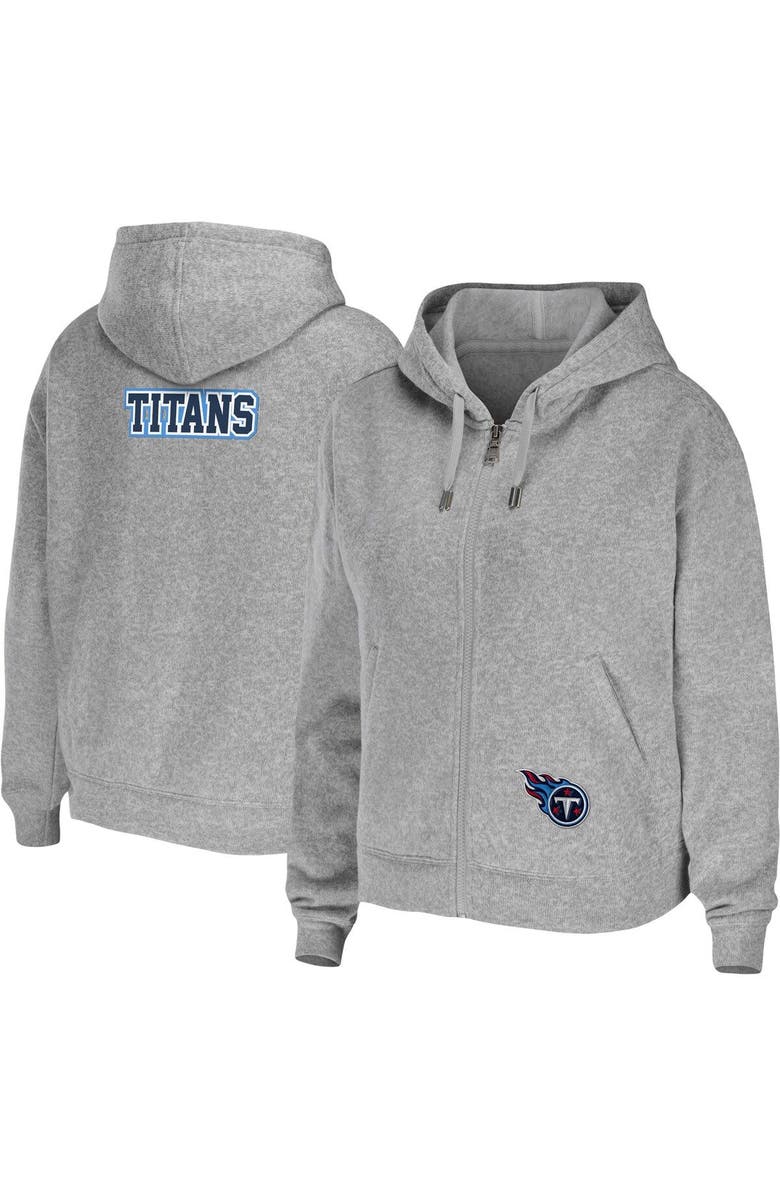 WEAR by Erin Andrews Women's WEAR by Erin Andrews Heathered Gray Tennessee Titans Team Full-Zip Hoodie, Main, color, Navy
