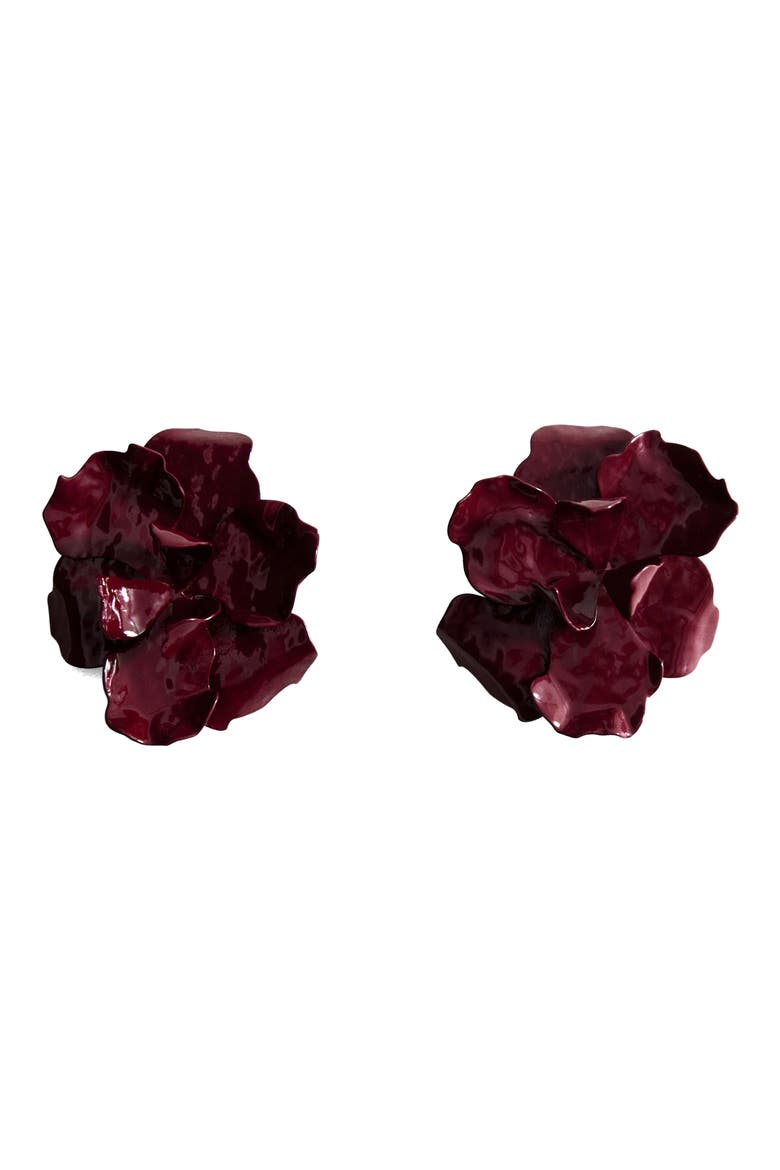 Flower Statement Stud Earrings, Main, color, MAROON