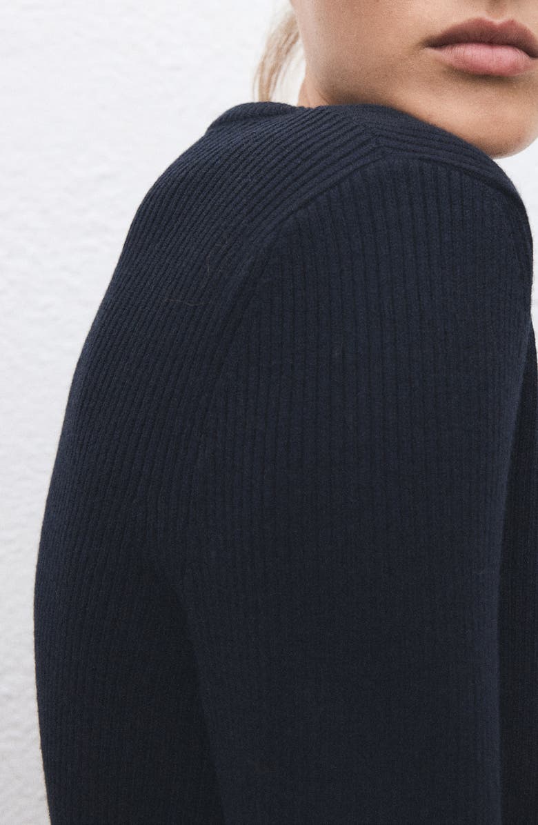 MANGO Ruffle Trim Rib Cardigan, Alternate, color,