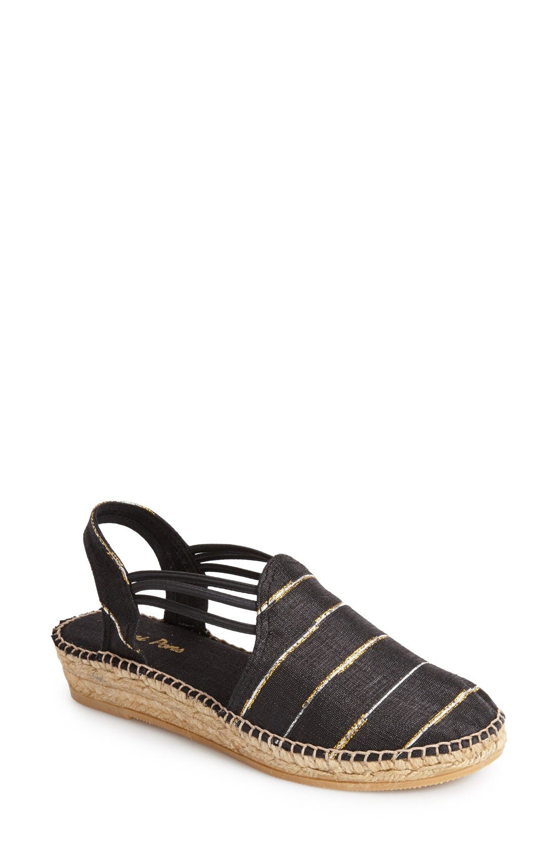 'Nantes' Silk Stripe Sandal, Main, color, STRIPE BLACK