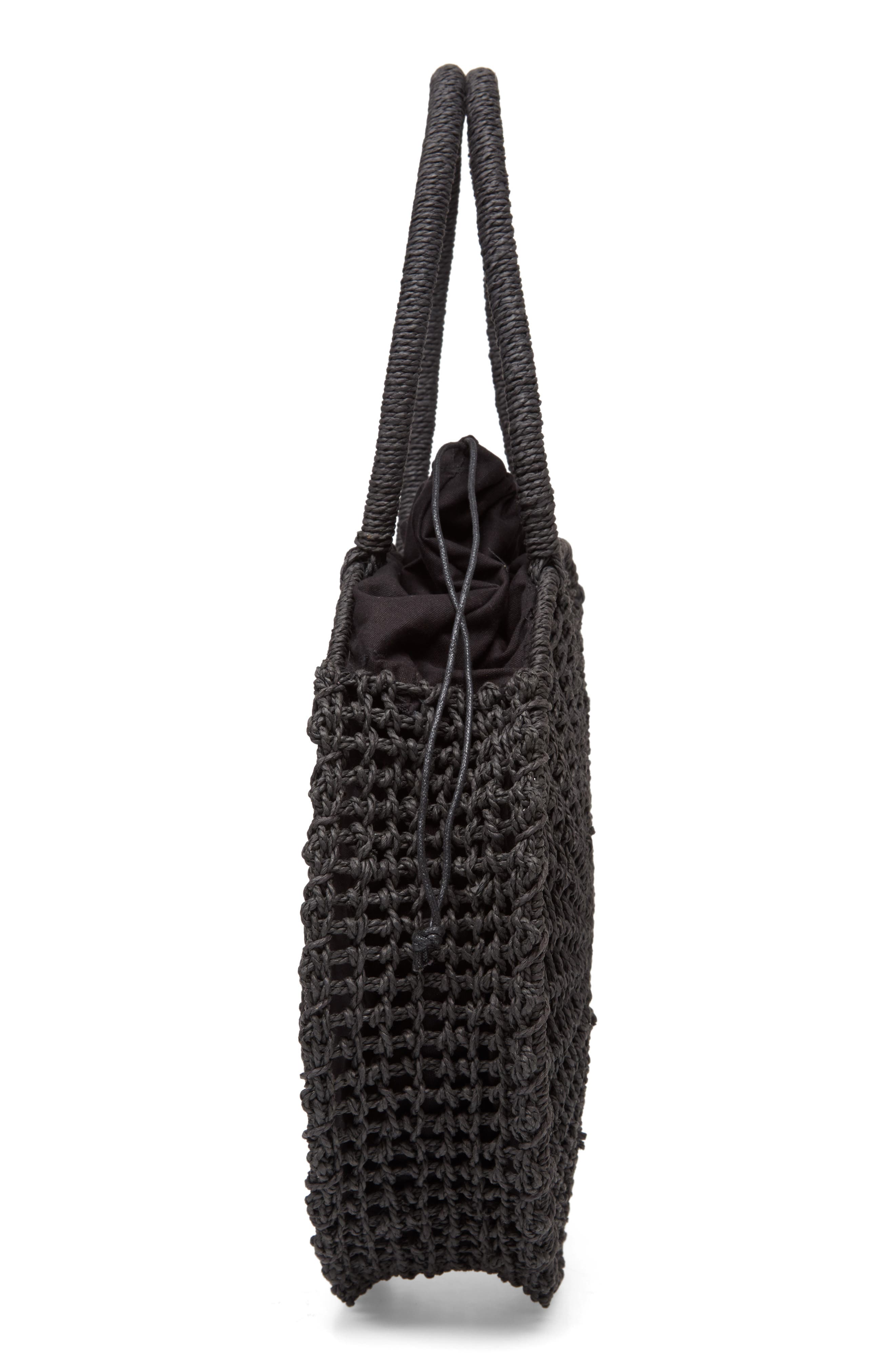 Topshop Bella Straw Circle Tote Handbag, Alternate, color, 