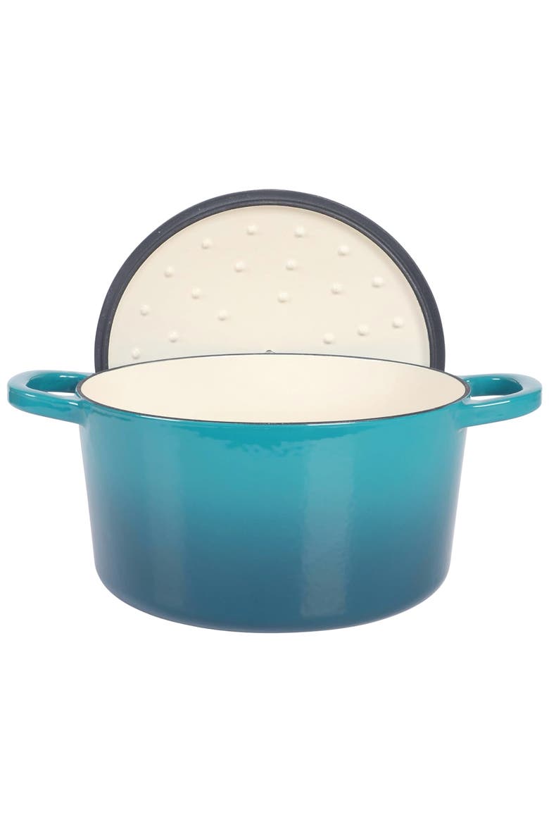 7 Quart Round Enameled Cast Iron Dutch Oven with Lid, Alternate, color, Blue