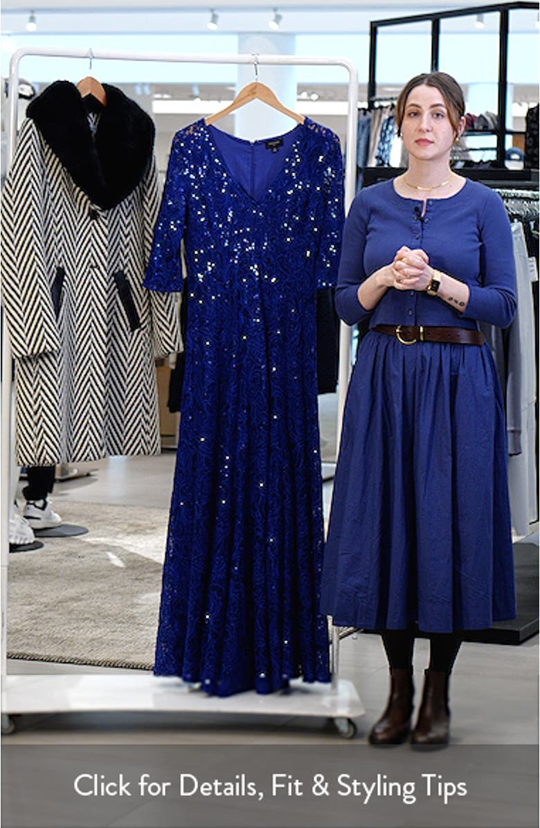 Beaded Sequin Long Sleeve Gown, sales video thumbnail