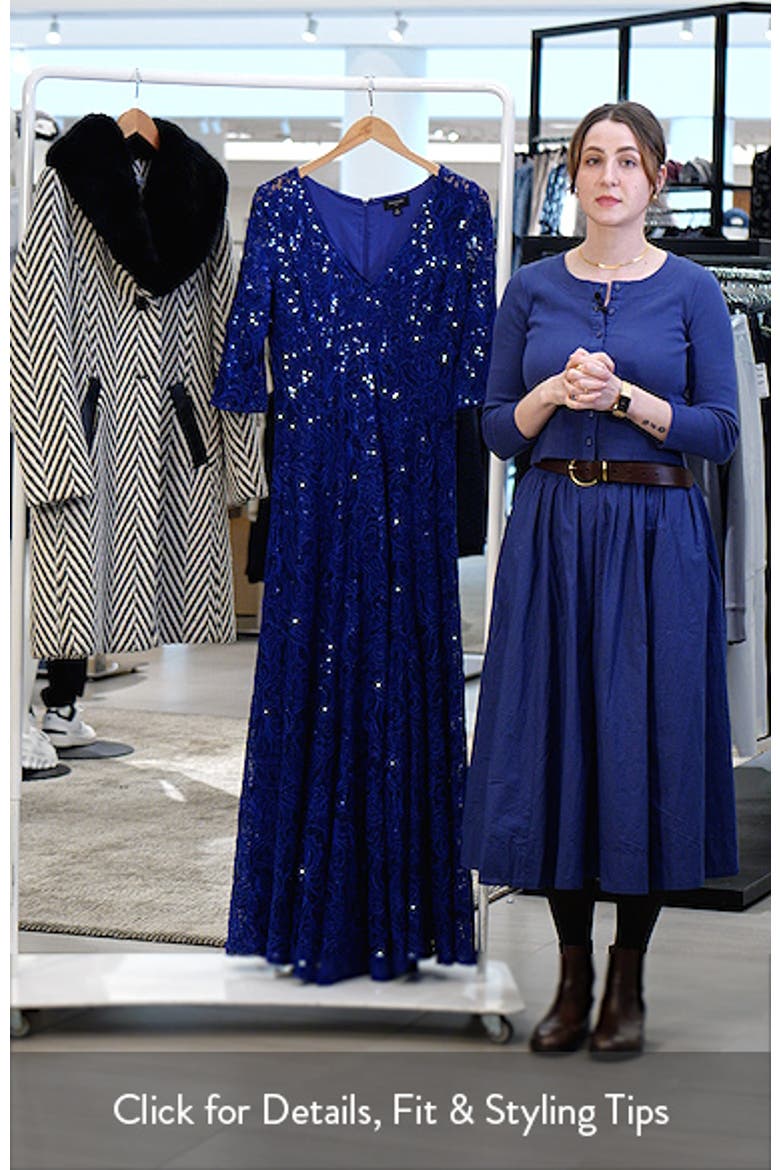 Beaded Sequin Long Sleeve Gown video