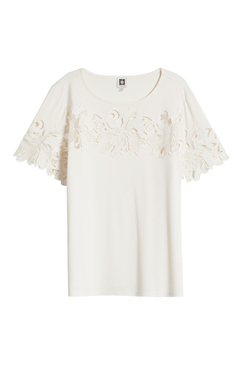 Harmony Lace Appliqué T-Shirt, Alternate, color, WHITE DOVE