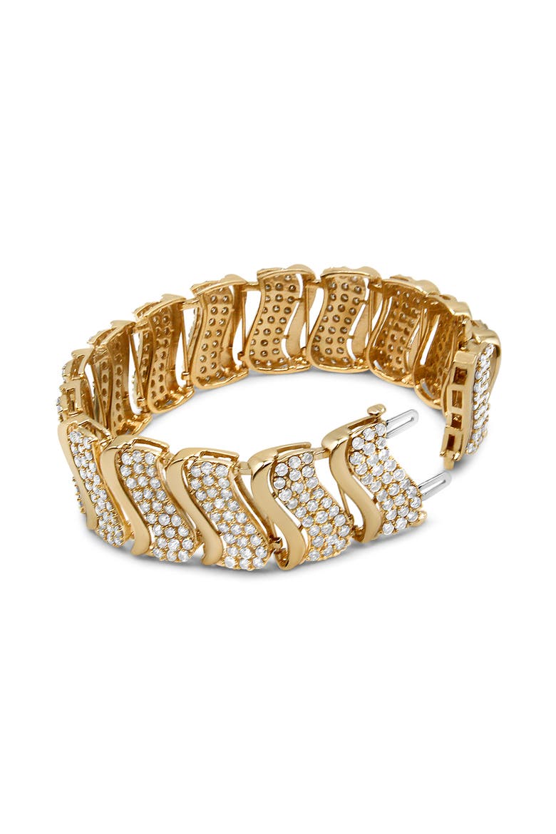 14K Yellow Gold 15.0 Cttw Diamond Chevron Wave 7.25" Inch Link Bracelet, Alternate, color, Yellow Gold