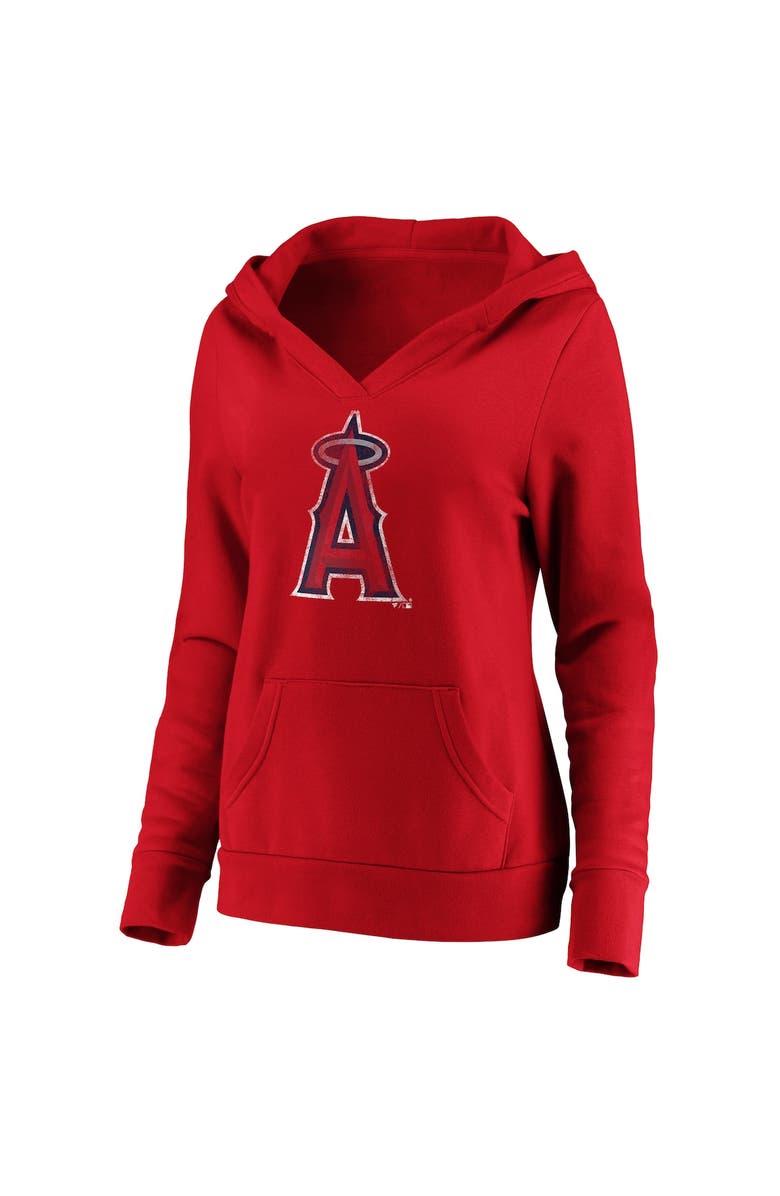 FANATICS Women's Fanatics Branded Red Los Angeles Angels Core Team Crossover V-Neck Pullover Hoodie, Alternate, color, 