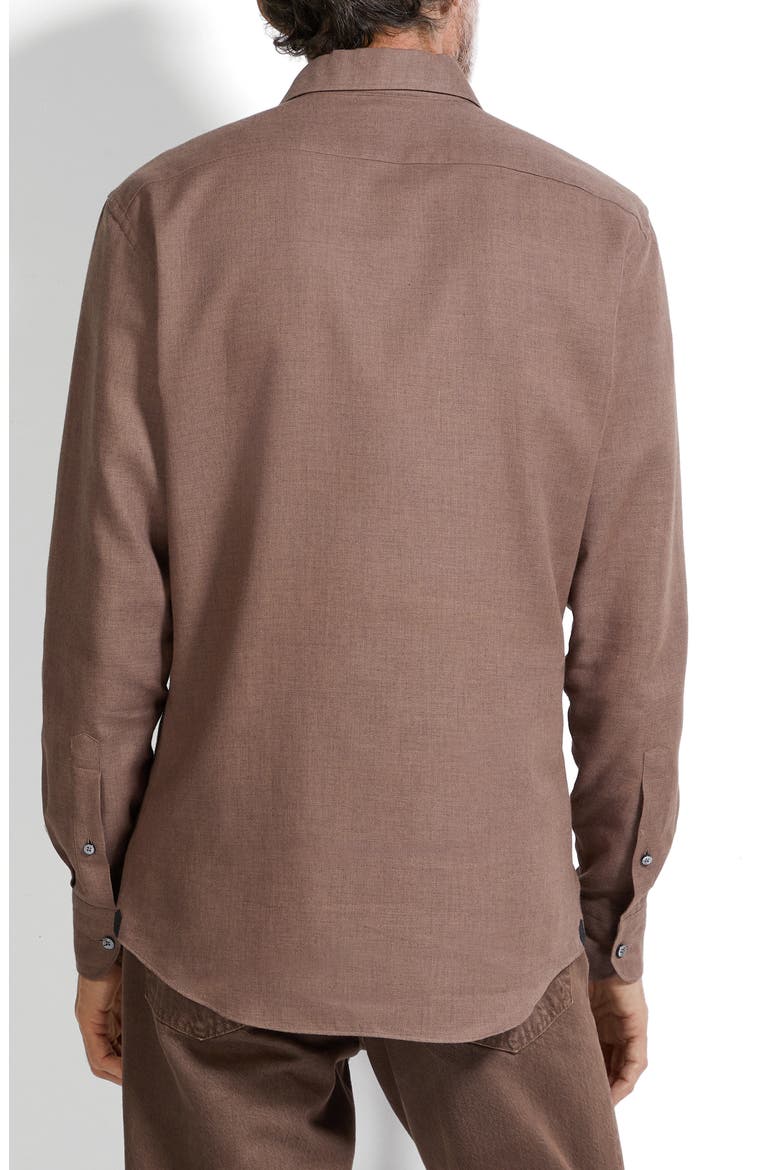 Cashco Cotton & Cashmere Button-Up Shirt, Alternate, color, BROWN MELANGE