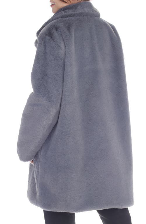 Rain And Rose Faux Fur Coat In Blue