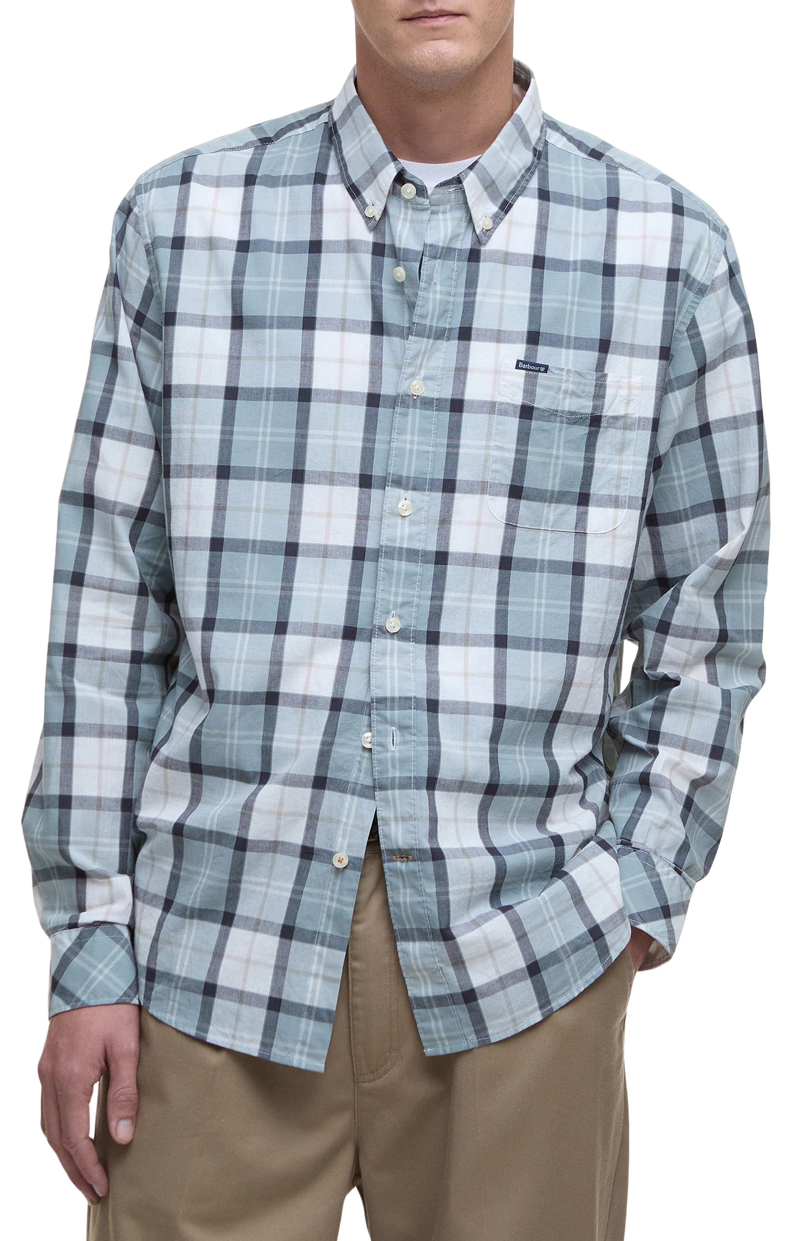 Laggon Trim Fit Check Cotton Button-Down Shirt