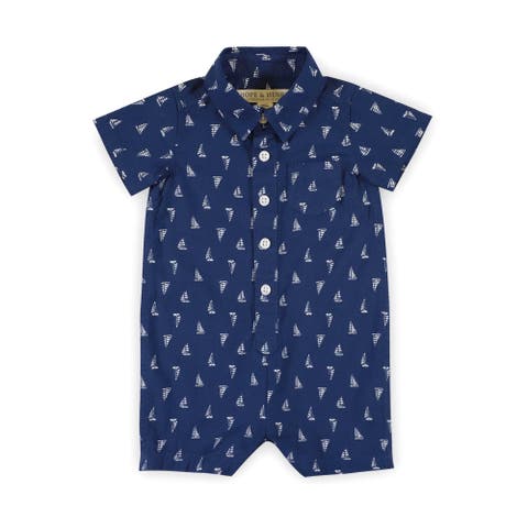 Baby Seersucker Button Front Romper, Infant