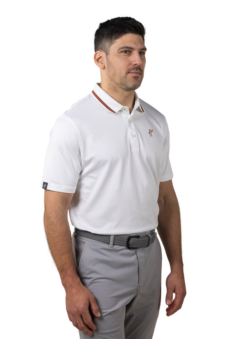 The  Golfman Polo, Alternate, color, White/Terracotta