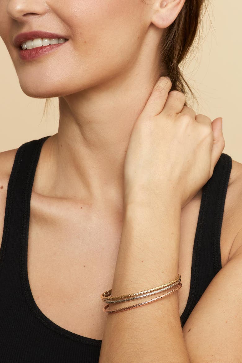 14K Gold Skyline Cuff Bangle, Alternate, color, White Gold