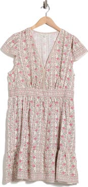 MAX STUDIO Flutter Sleeve Floral Tiered Dress
