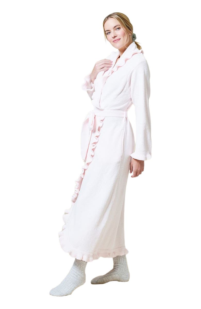 Softies Ruffle Chenille Robe, Alternate, color, Light Pink
