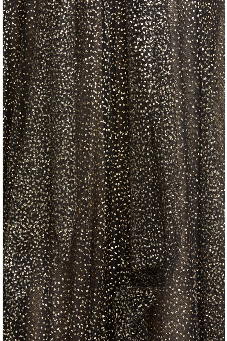 Long Sleeve Shimmer Tulle Gown, Alternate, color, BLACK