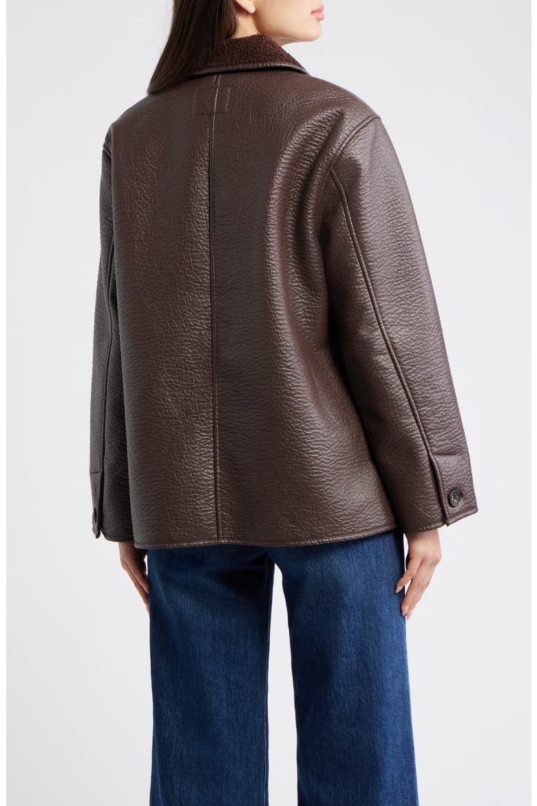 Luis Faux Leather Jacket with Faux Shearling Collar, Alternate, color, WALNUT