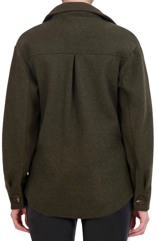 Ookie & Lala Faux Wool Shacket In Military