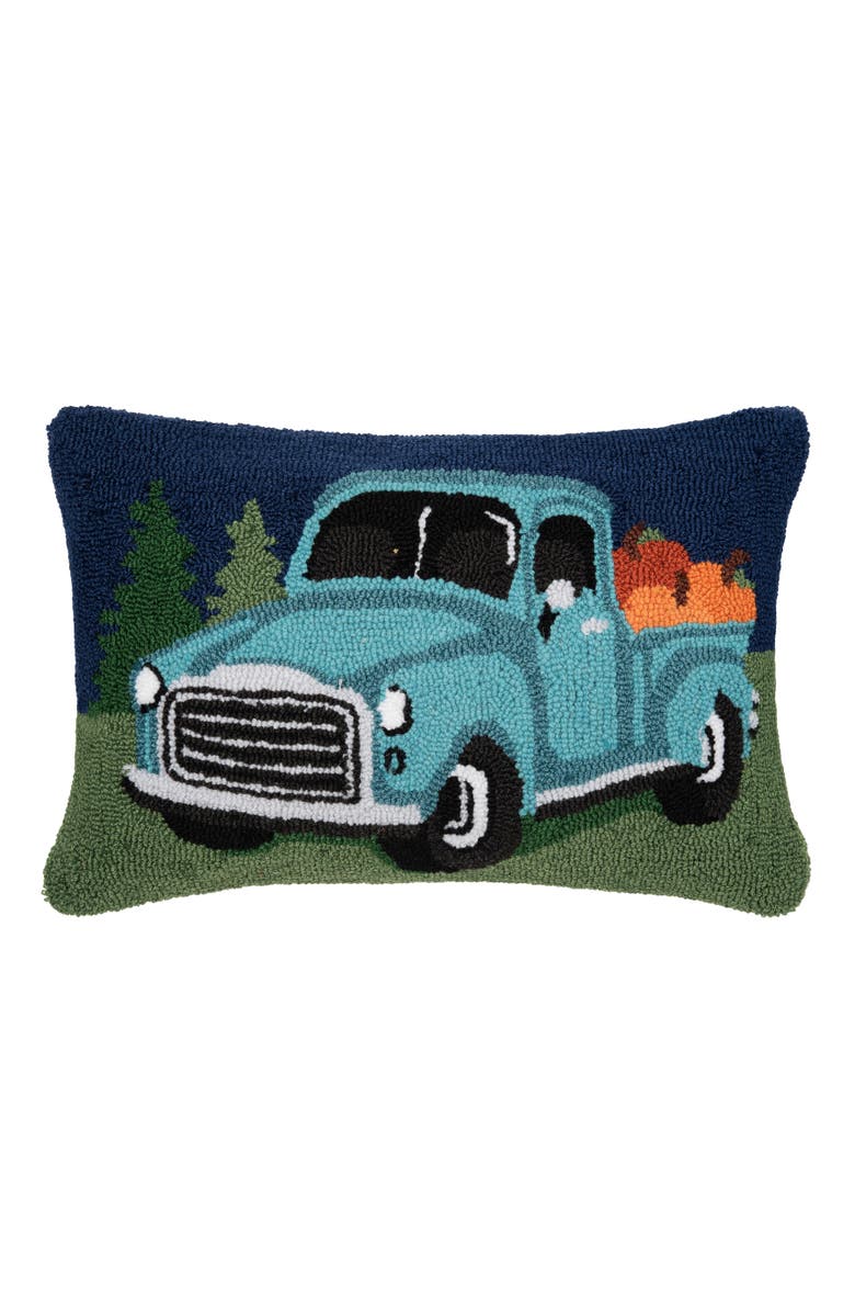 C&F Home Pumpkin Truck Hooked Pillow, Main, color, Blue