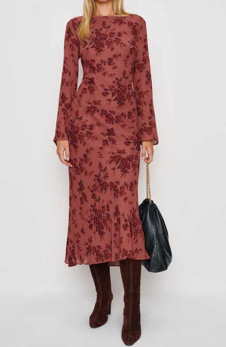 Esra Floral Print Long Sleeve Dress