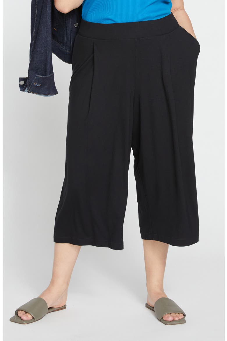 Casual Cotton Culottes, Main, color, BLACK