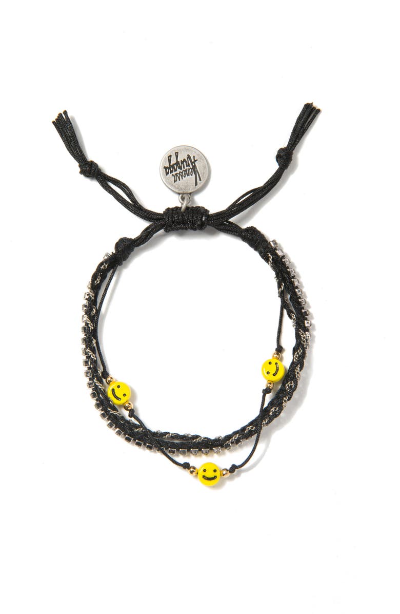 Venessa Arizaga All Smiles On Me Bracelet, Main, color, Black